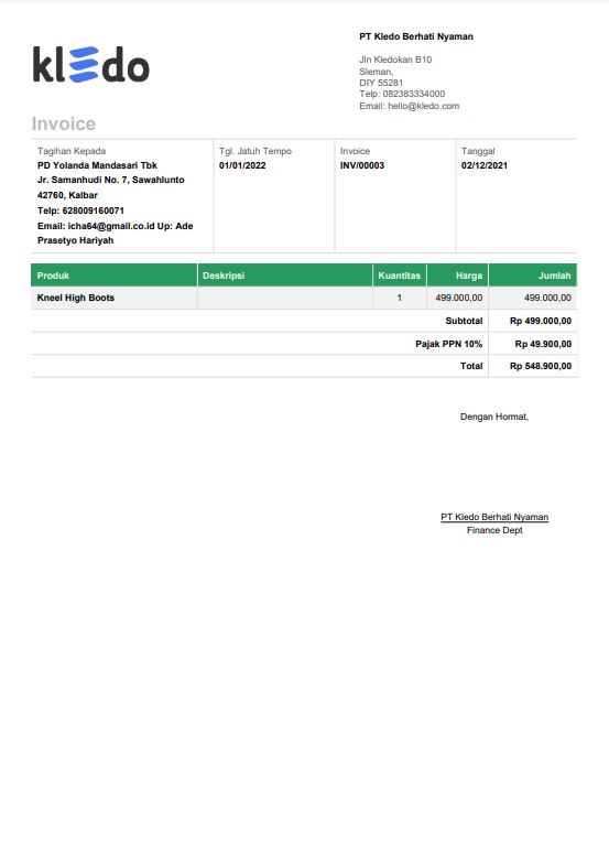 Detail Invoice Template Excel Indonesia Nomer 7