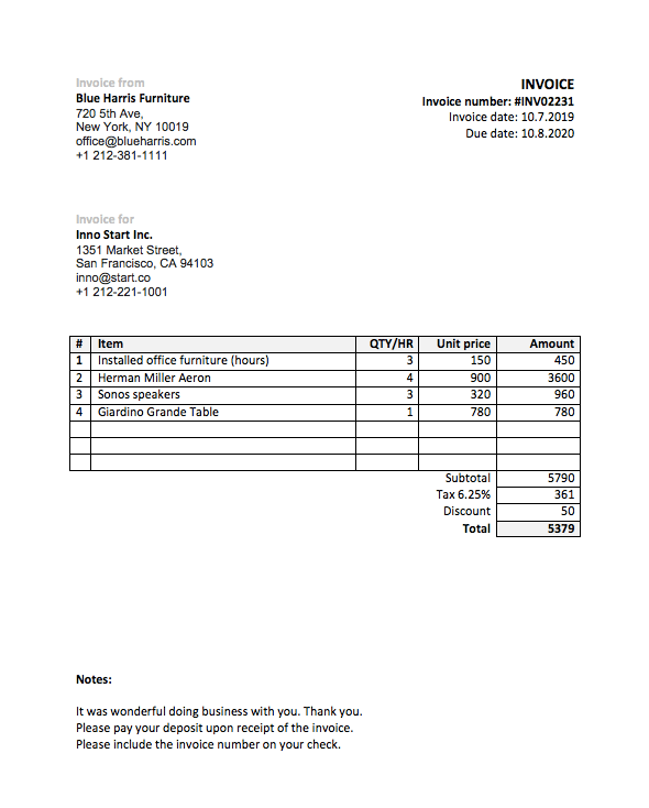 Detail Invoice Template Google Docs Nomer 35