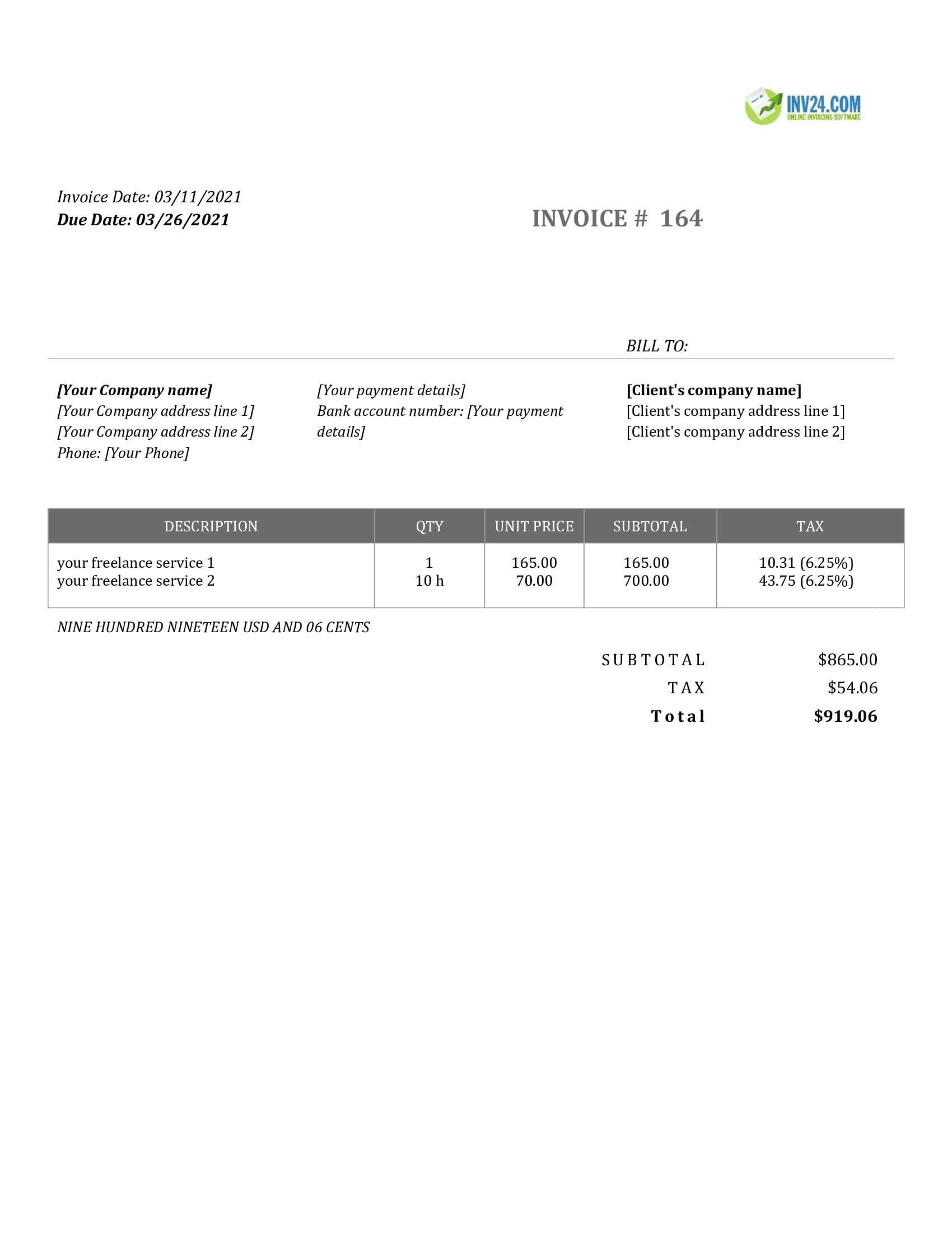 Detail Invoice Template Google Docs Nomer 36