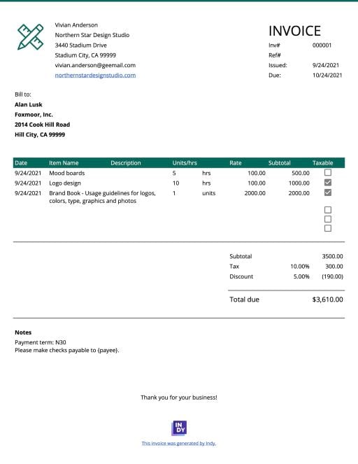 Detail Invoice Template Google Docs Nomer 50