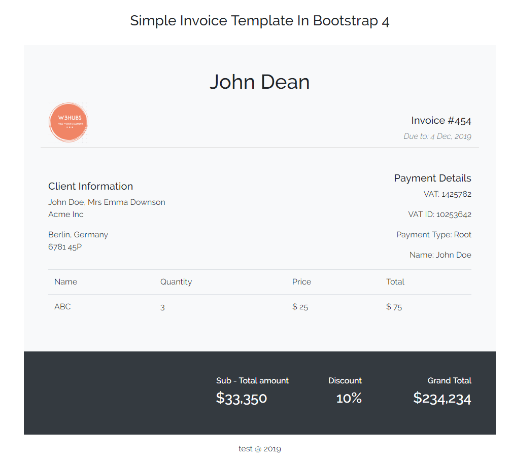 Detail Invoice Template Html With Css Free Download Nomer 13