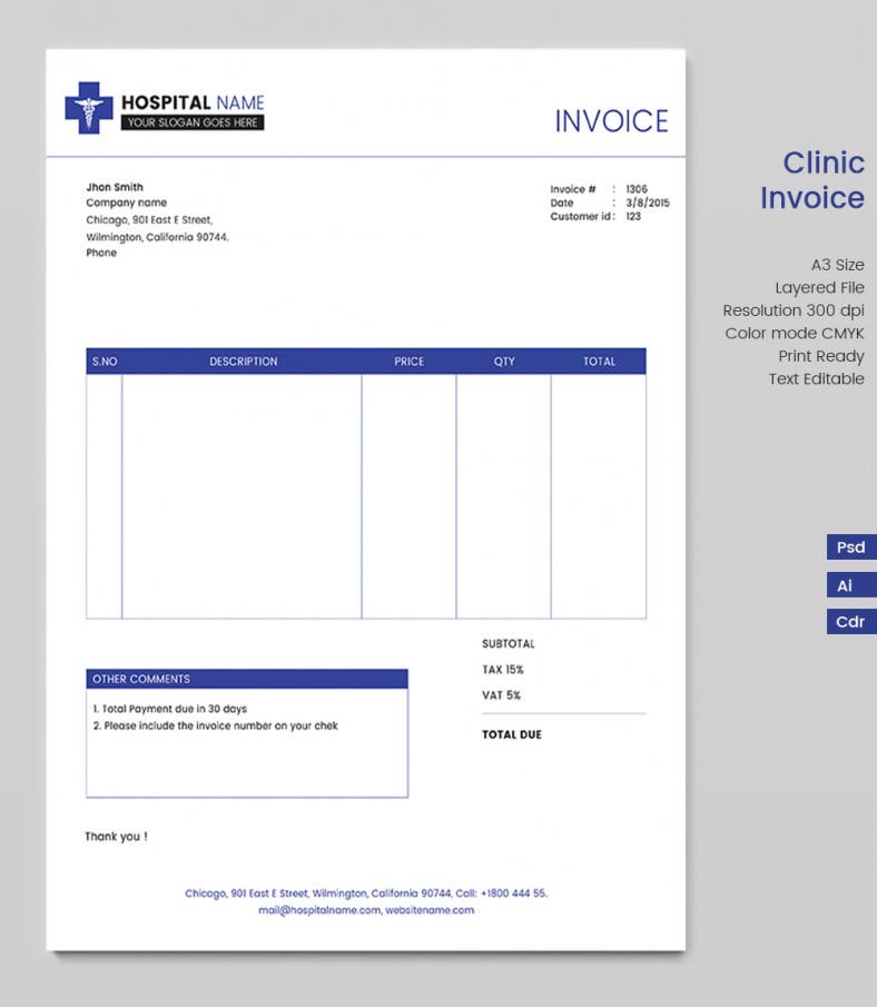 Detail Invoice Template Html With Css Free Download Nomer 25