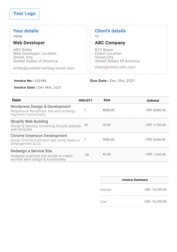 Detail Invoice Template Html With Css Free Download Nomer 39