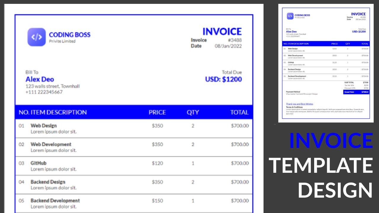 Detail Invoice Template Html With Css Free Download Nomer 42