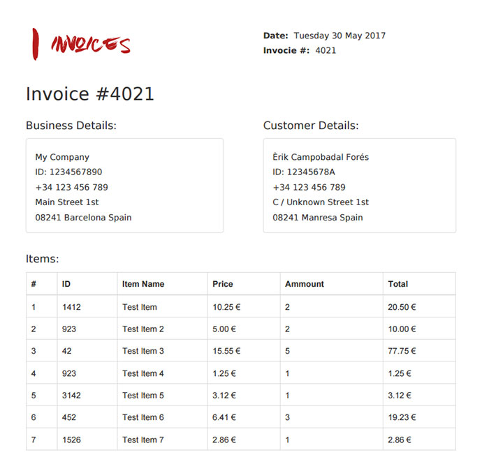 Detail Invoice Template Html With Css Free Download Nomer 48