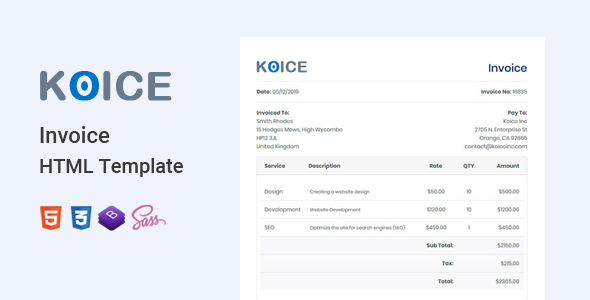 Detail Invoice Template Html With Css Free Download Nomer 52