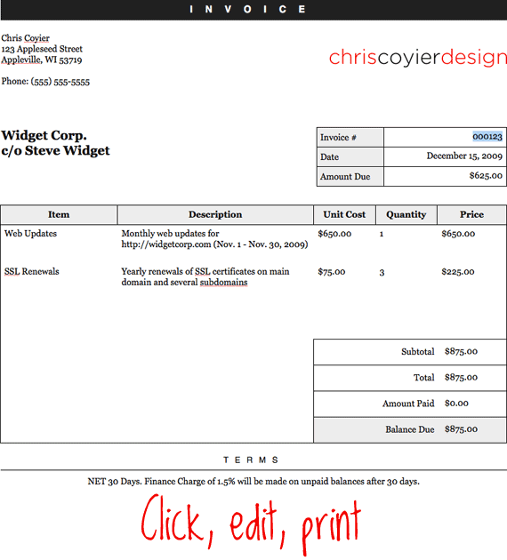 Detail Invoice Template Html With Css Free Download Nomer 8