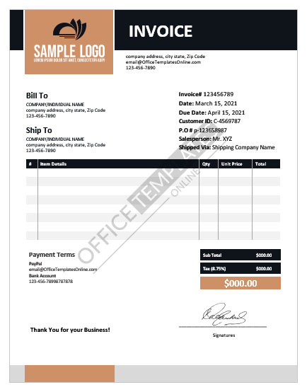 Detail Invoice Template Word Nomer 28