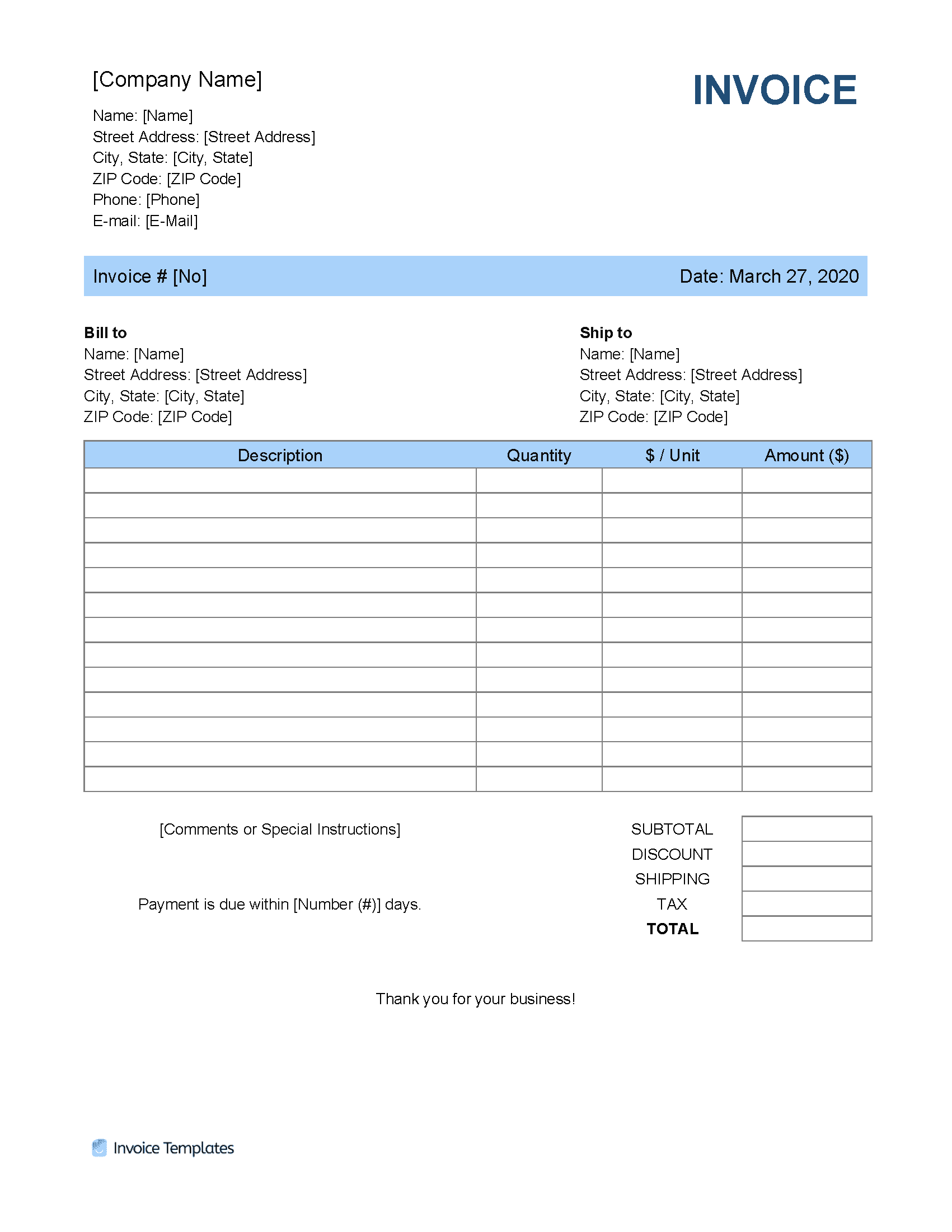 Detail Invoice Template Word Nomer 32