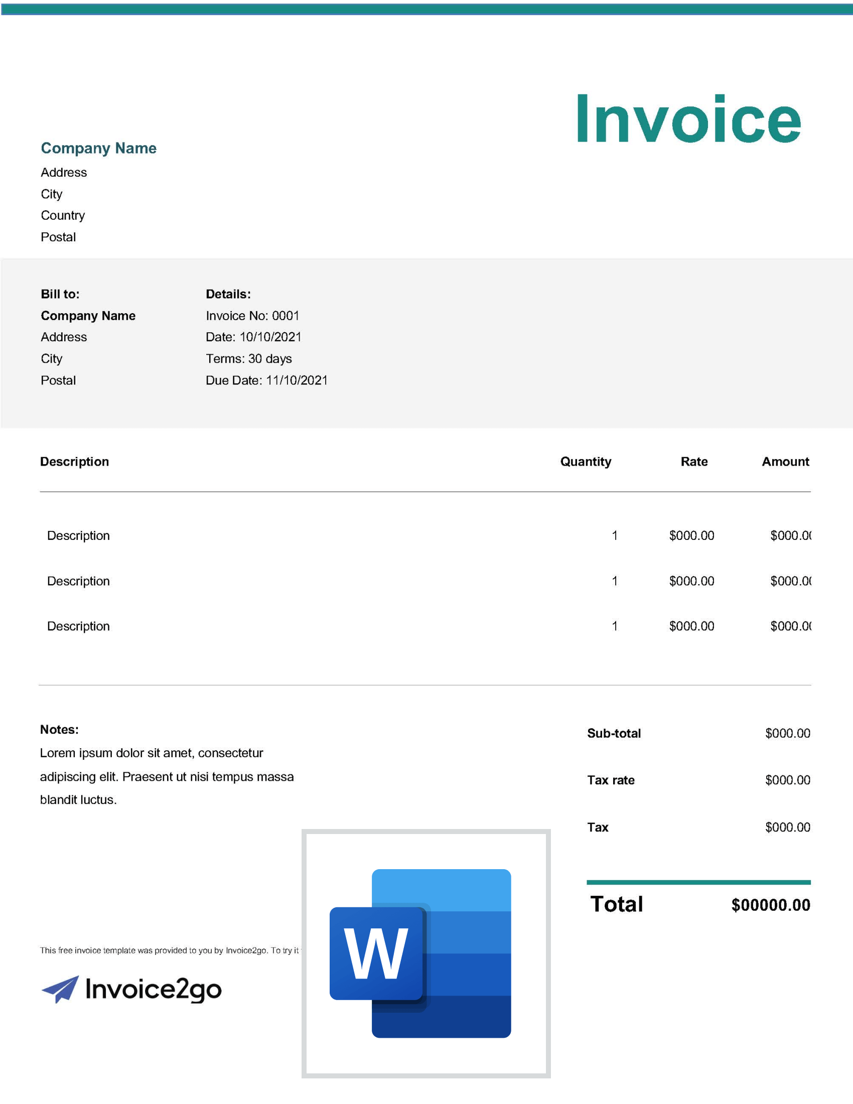 Detail Invoice Template Word Nomer 42
