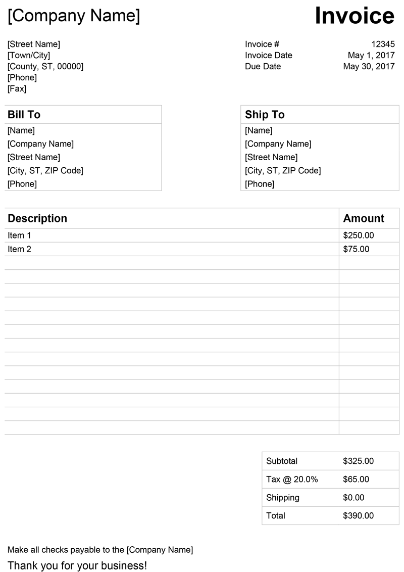 Detail Invoice Template Word Nomer 50