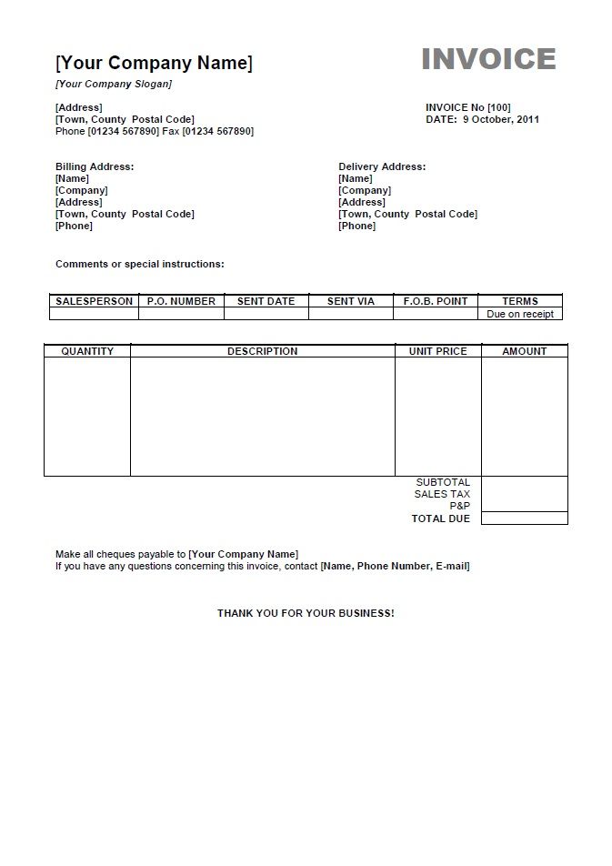 Detail Invoice Template Word Nomer 54