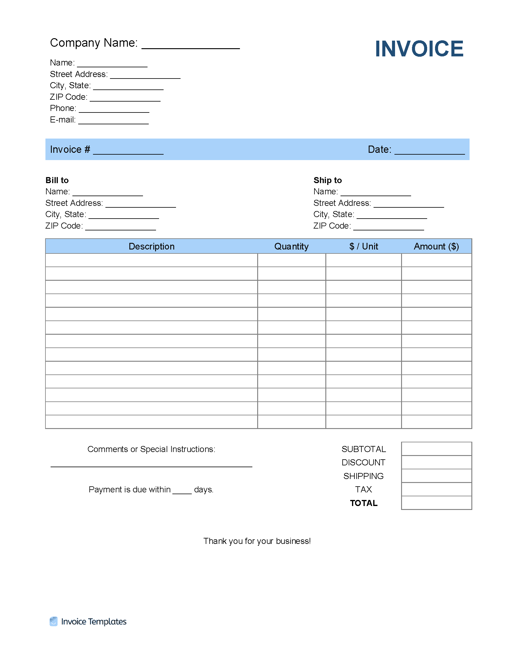 Detail Invoice Template Word Download Nomer 20