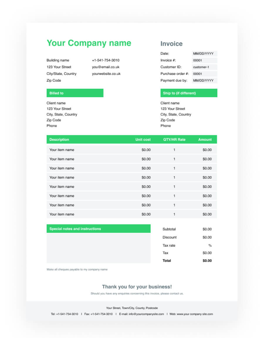 Detail Invoice Template Word Download Nomer 47