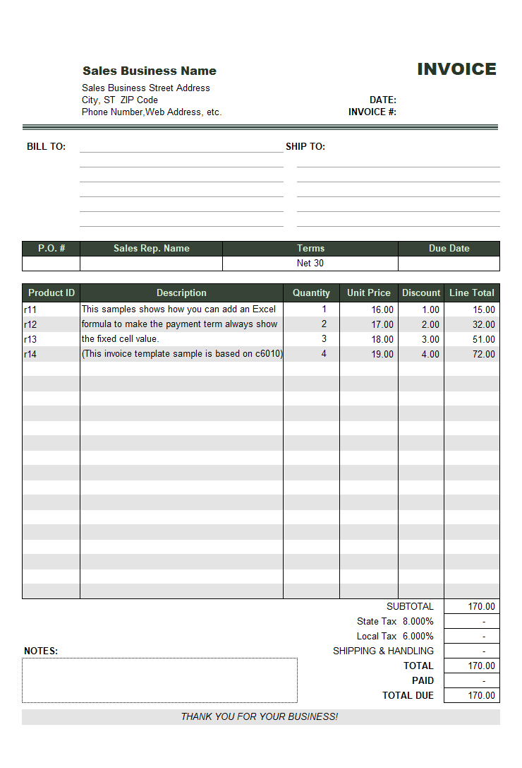 Invoice With Discount Template - KibrisPDR
