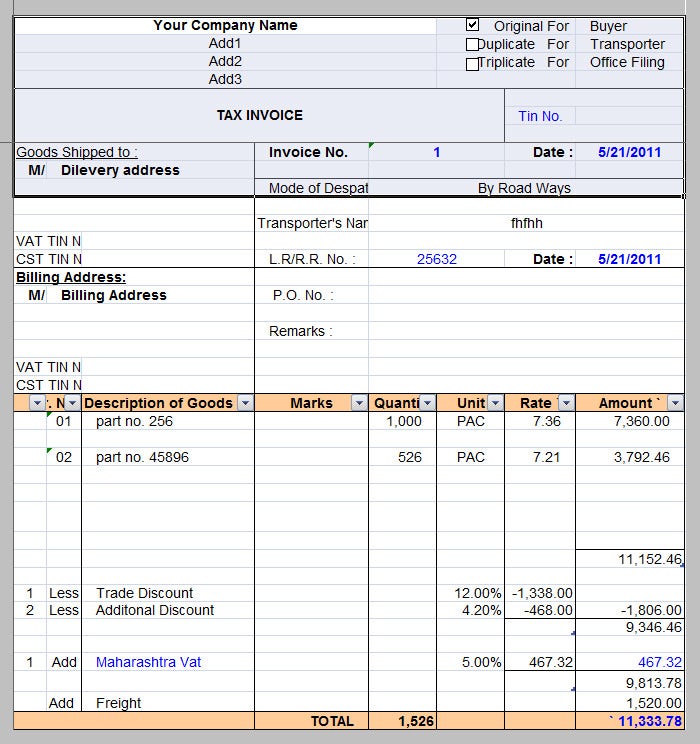 Detail Invoice With Discount Template Nomer 12