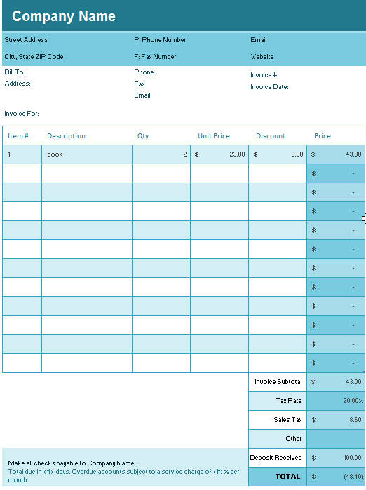 Detail Invoice With Discount Template Nomer 24