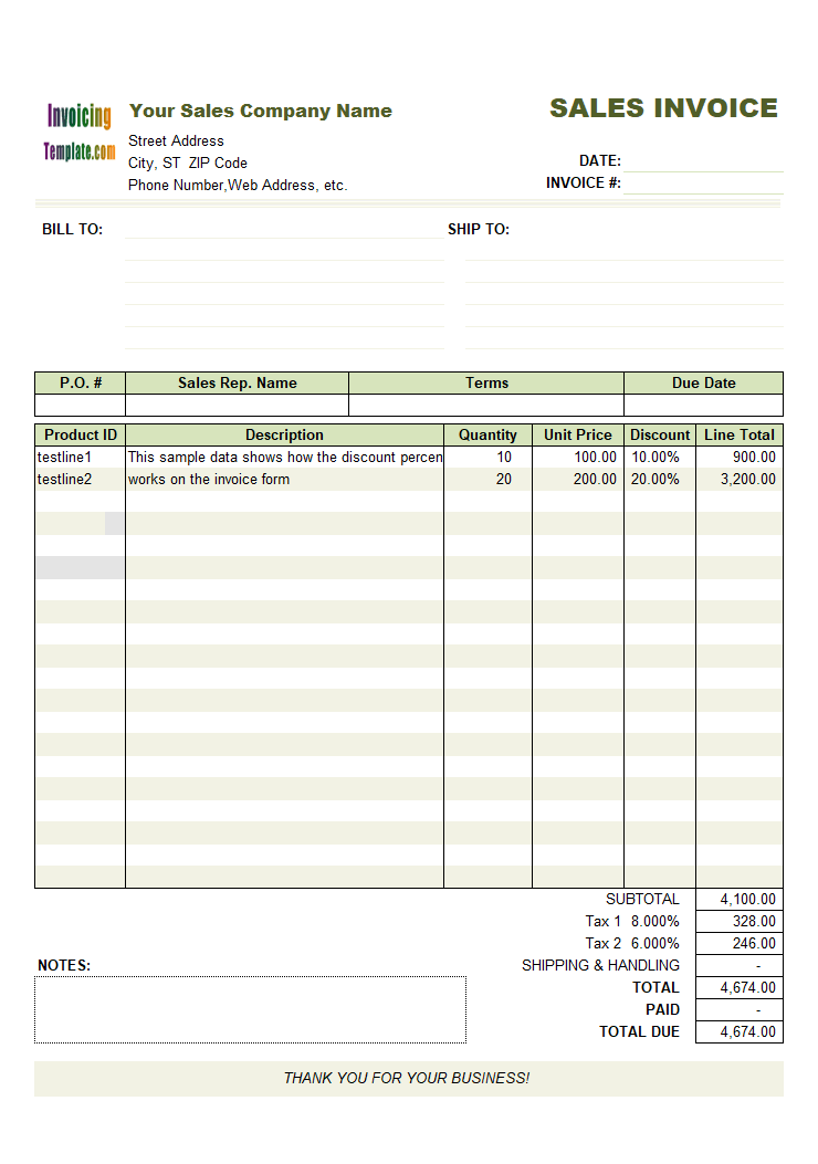 Detail Invoice With Discount Template Nomer 4