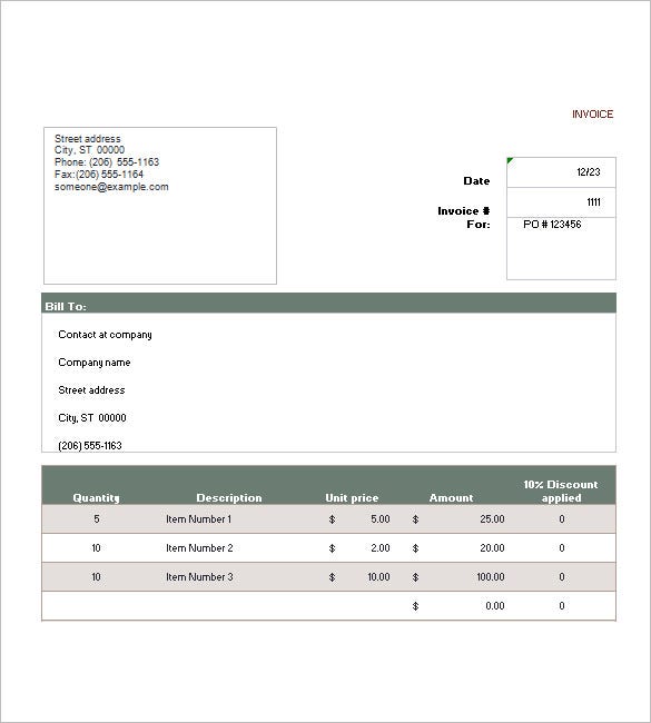Detail Invoice With Discount Template Nomer 44