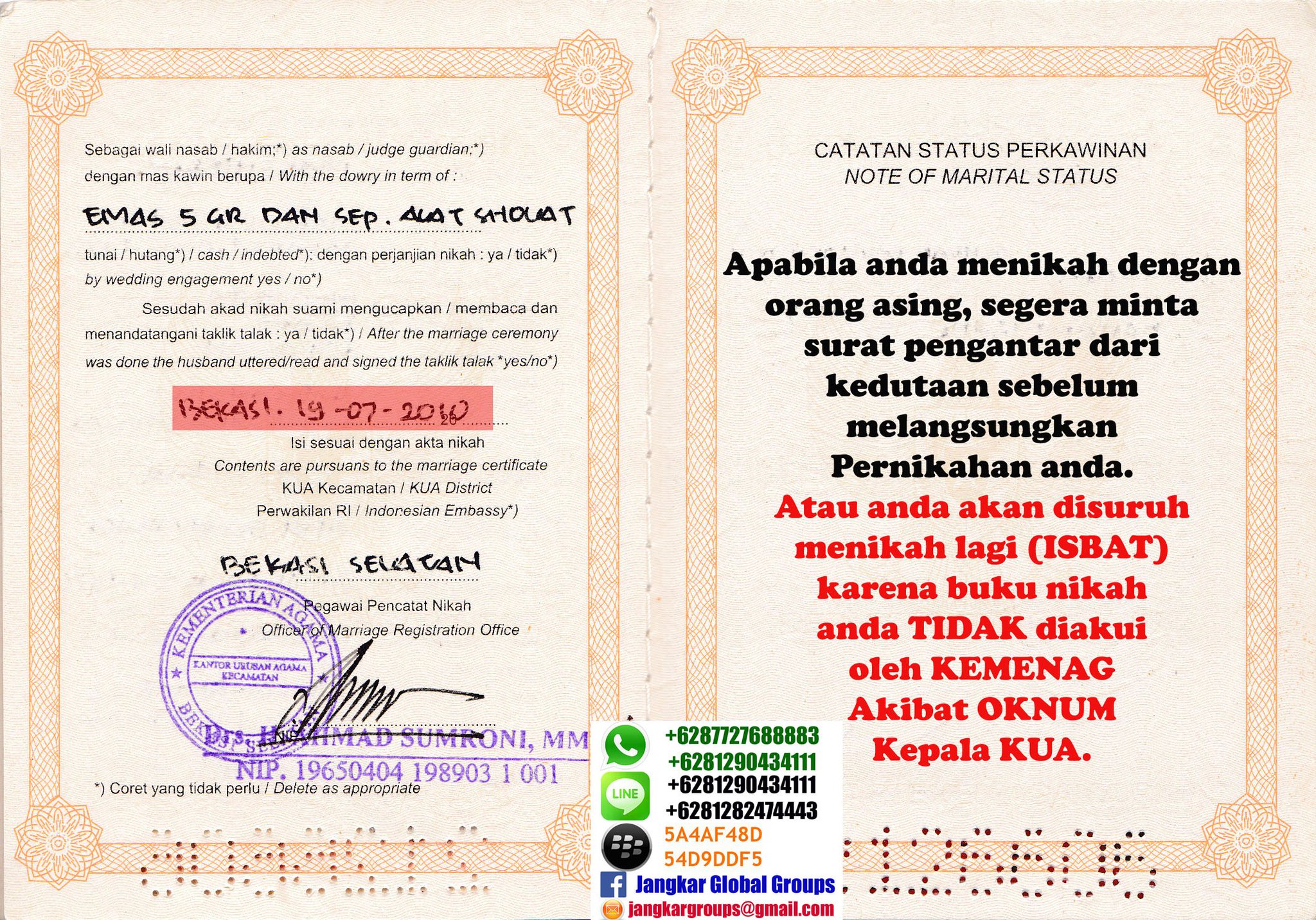 Detail Isi Buku Nikah Nomer 15