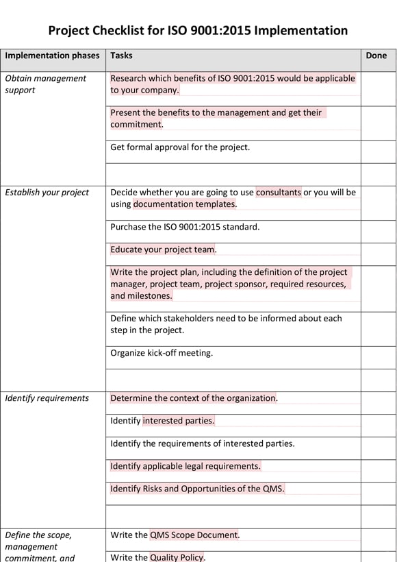 Detail Iso 9001 2015 Checklist Excel Template Nomer 14