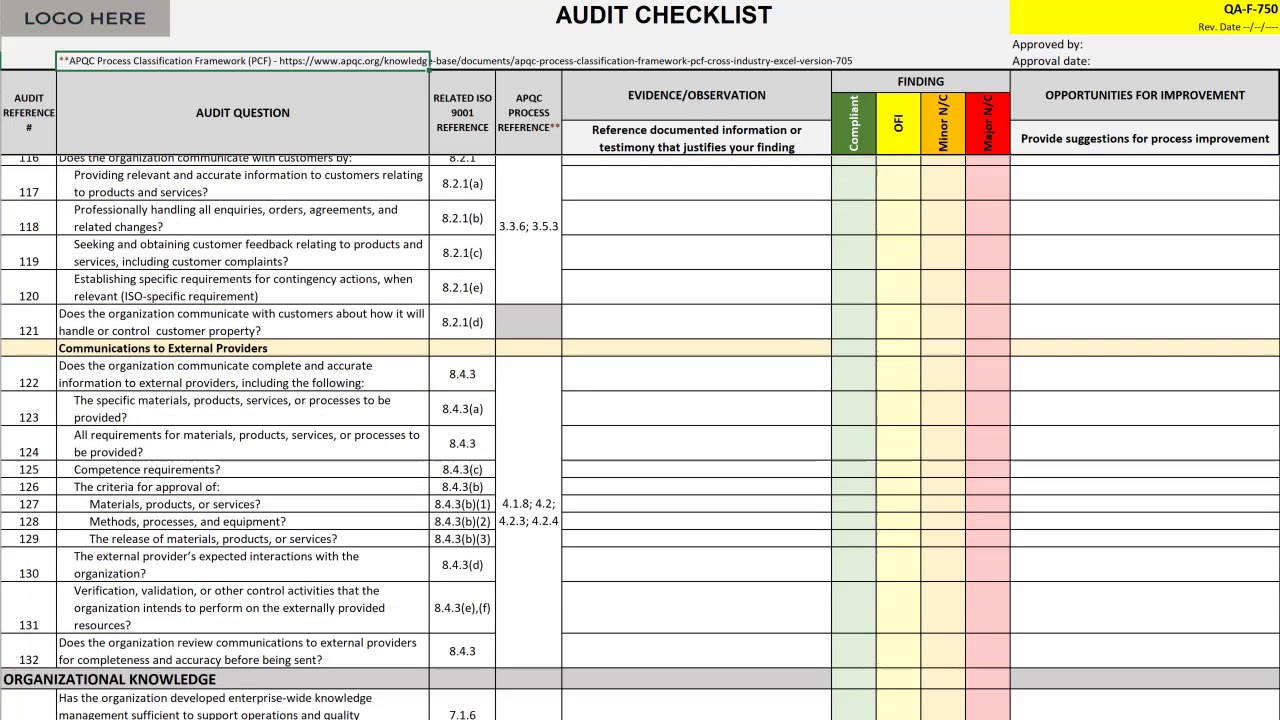 Detail Iso 9001 2015 Checklist Excel Template Nomer 3