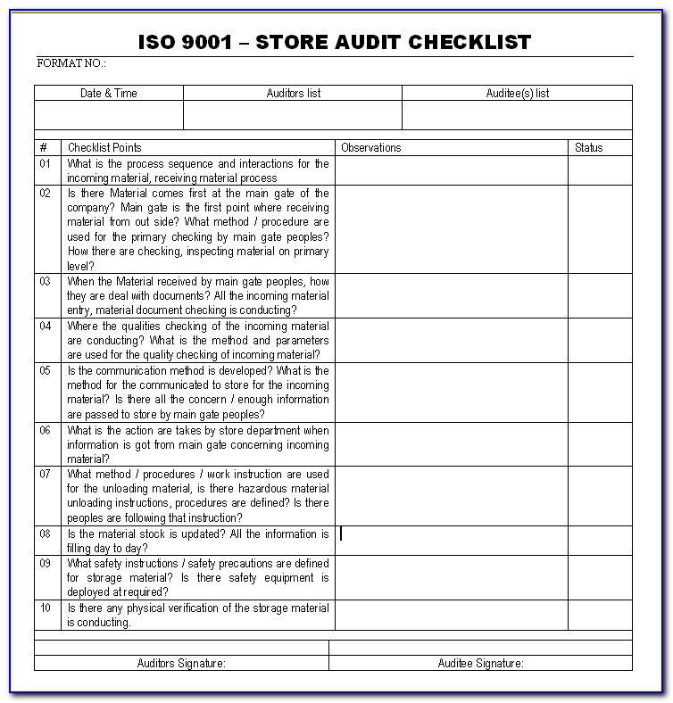 Detail Iso 9001 2015 Checklist Excel Template Nomer 6