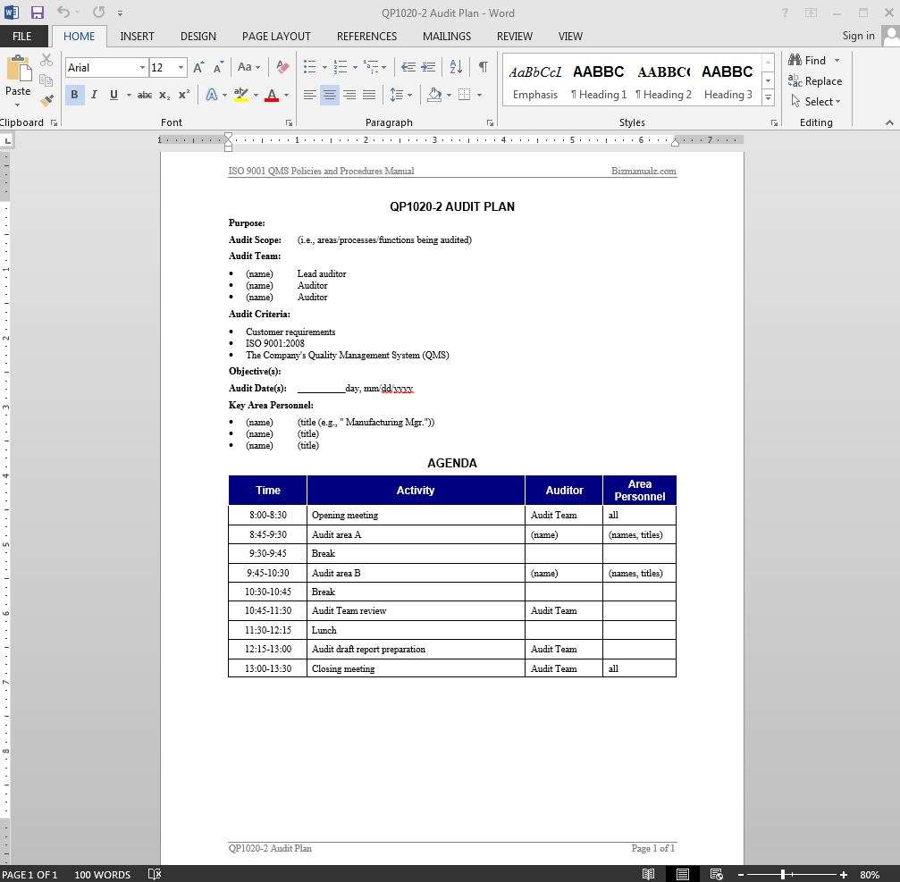 Detail Iso Internal Audit Template Nomer 35