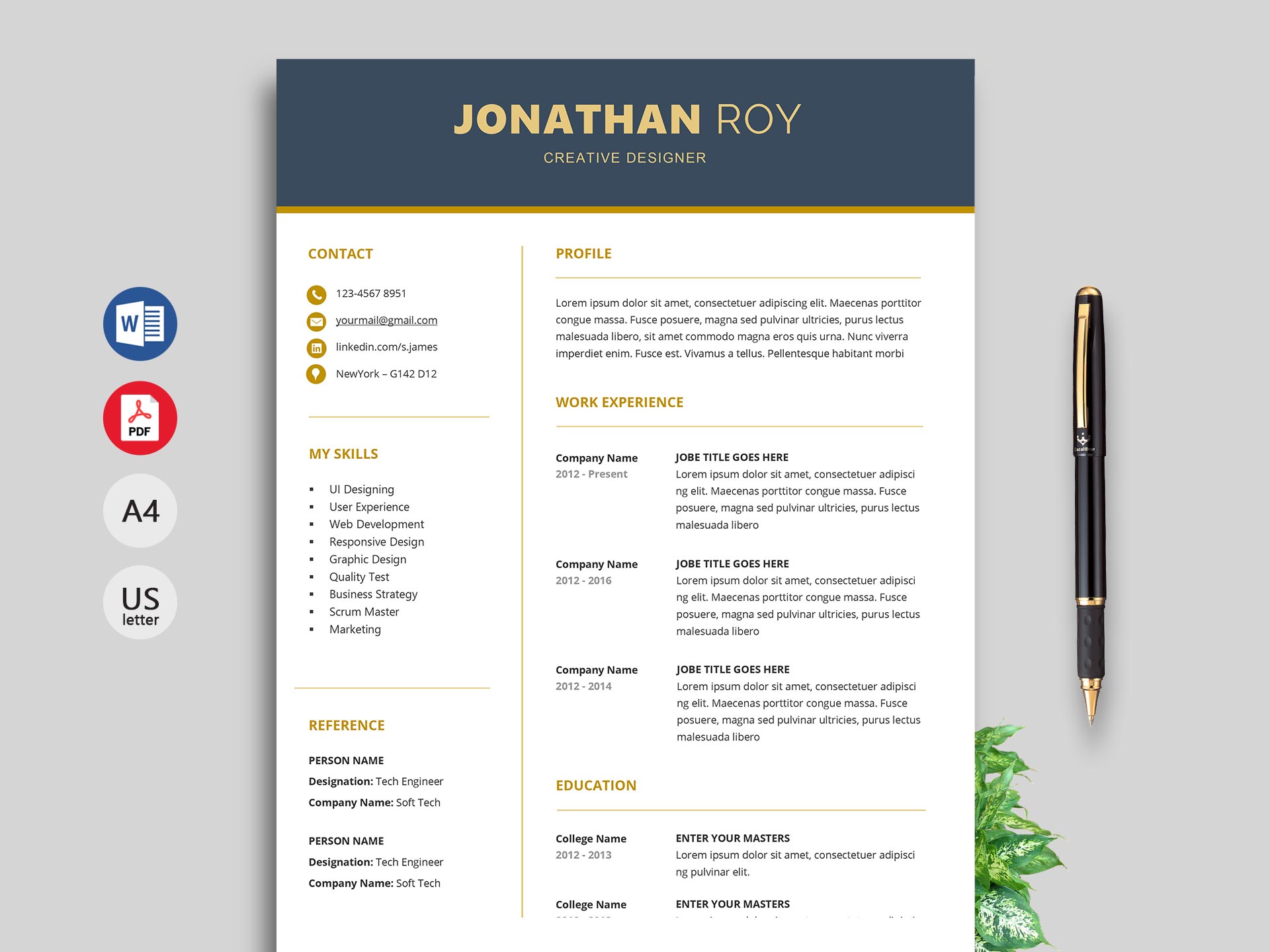 Detail It Professional Cv Template Free Download Nomer 39