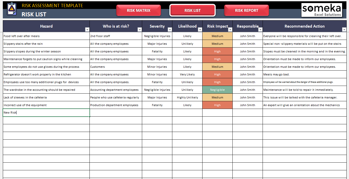 It Risk Assessment Template Excel - KibrisPDR