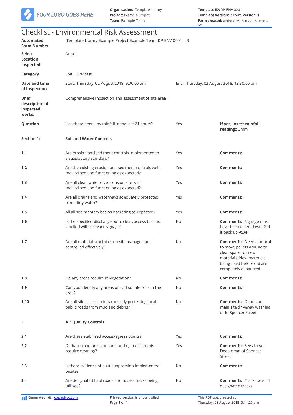 Detail It Risk Assessment Template Excel Nomer 37