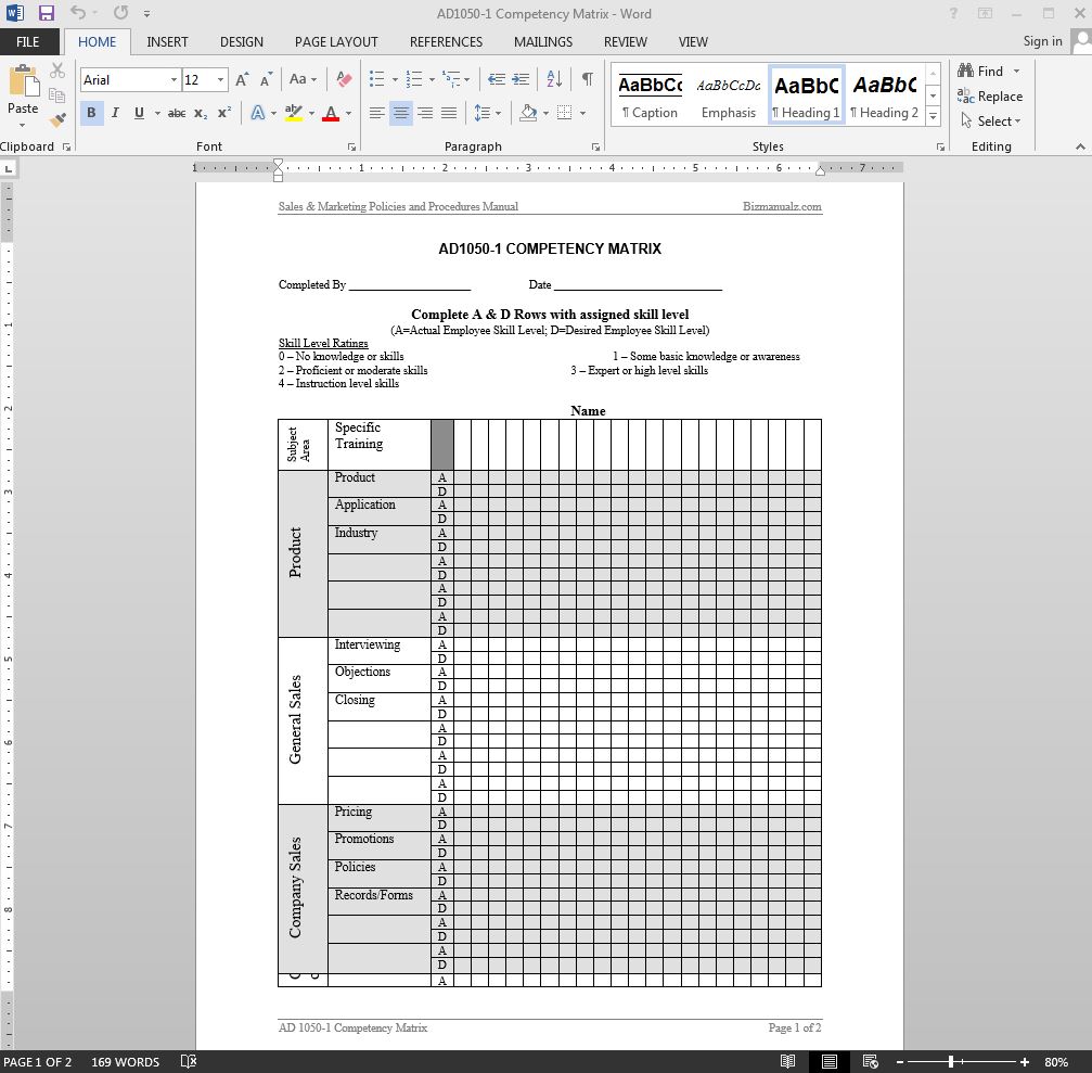 Detail It Skills Matrix Template Nomer 32