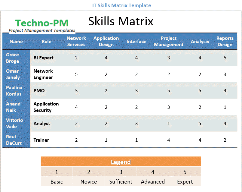 Detail It Skills Matrix Template Nomer 47