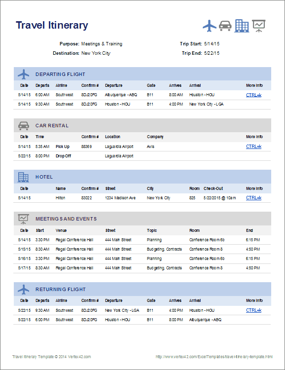 Itinerary Sheet Template - KibrisPDR