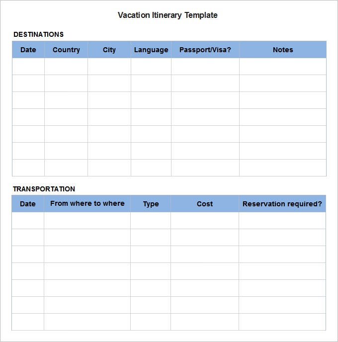 Detail Itinerary Sheet Template Nomer 22