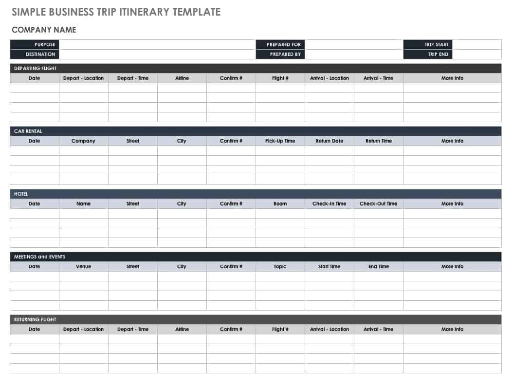 Detail Itinerary Sheet Template Nomer 6