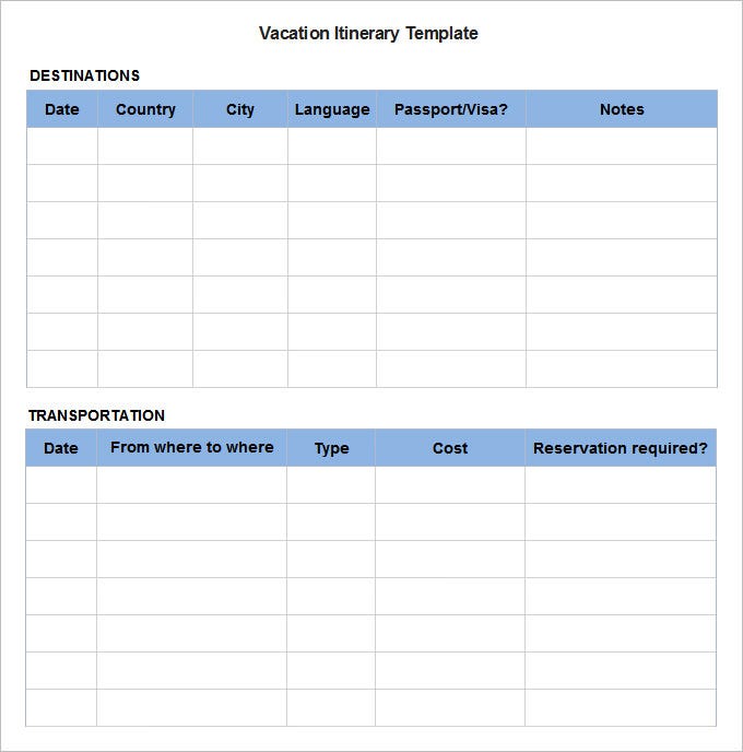 Detail Itinerary Template Doc Free Nomer 15