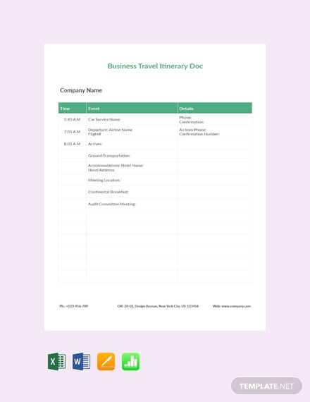 Detail Itinerary Template Doc Free Nomer 48