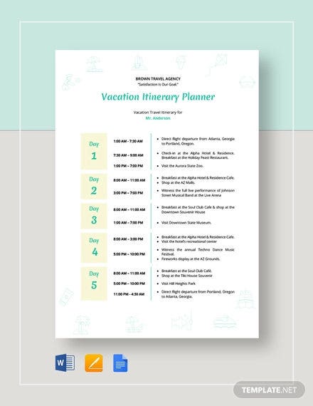 Detail Itinerary Template Doc Free Nomer 7