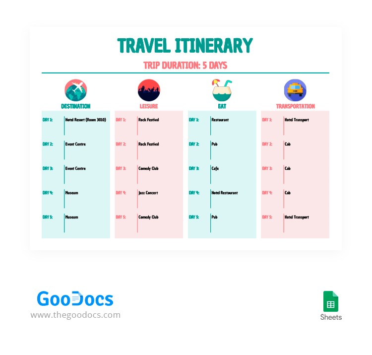 Detail Itinerary Template Google Sheets Nomer 21