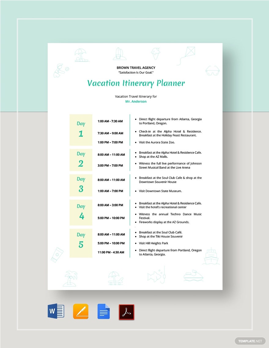 Detail Itinerary Template Google Sheets Nomer 52