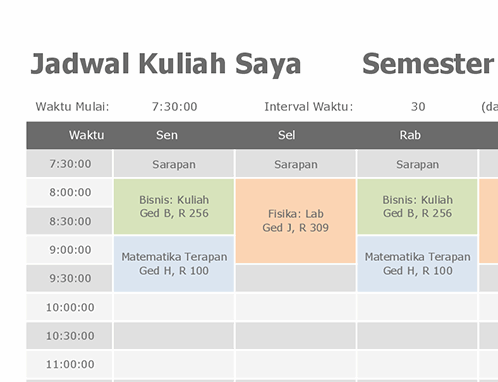 Detail Jadwal Pelajaran Template Nomer 13