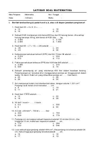 Detail Jawaban Buku Matematika Kelas 6 Nomer 43