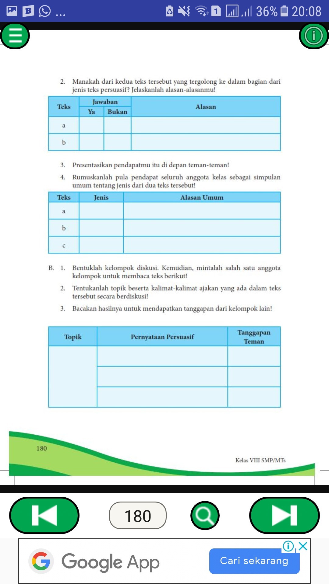 Detail Jawaban Buku Paket Bahasa Indonesia Kelas 8 Halaman 180 Nomer 5