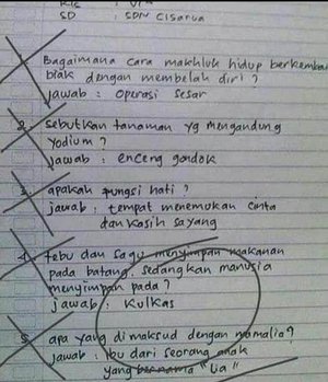 Detail Jawaban Ujian Lucu Dan Konyol Nomer 6