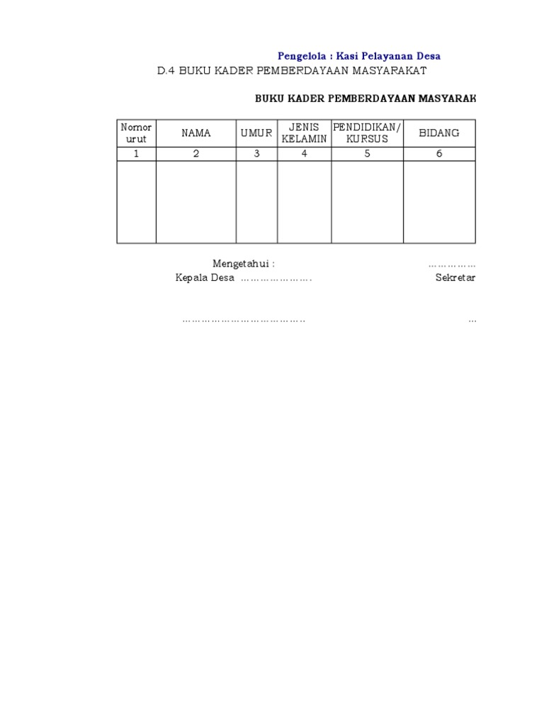 Detail Jenis Buku Administrasi Desa Nomer 22