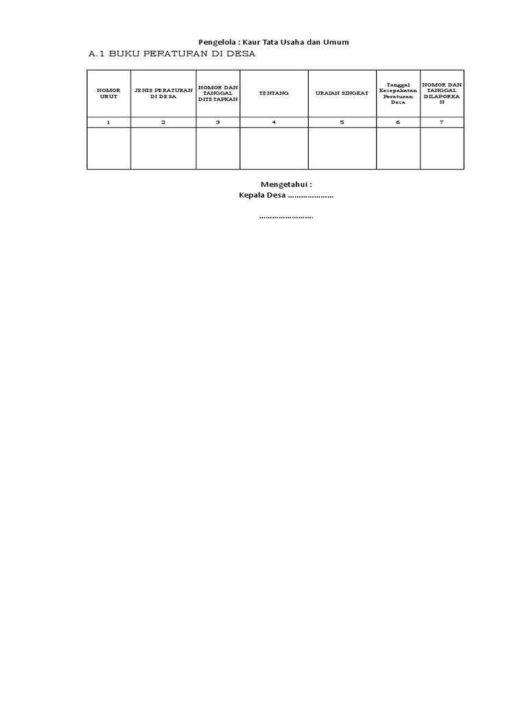 Detail Jenis Buku Administrasi Desa Nomer 40
