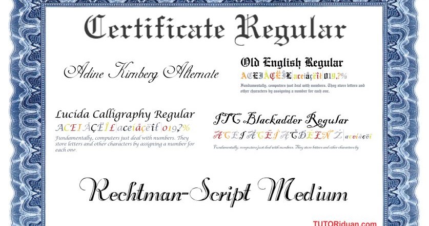 Detail Jenis Font Untuk Sertifikat Nomer 3
