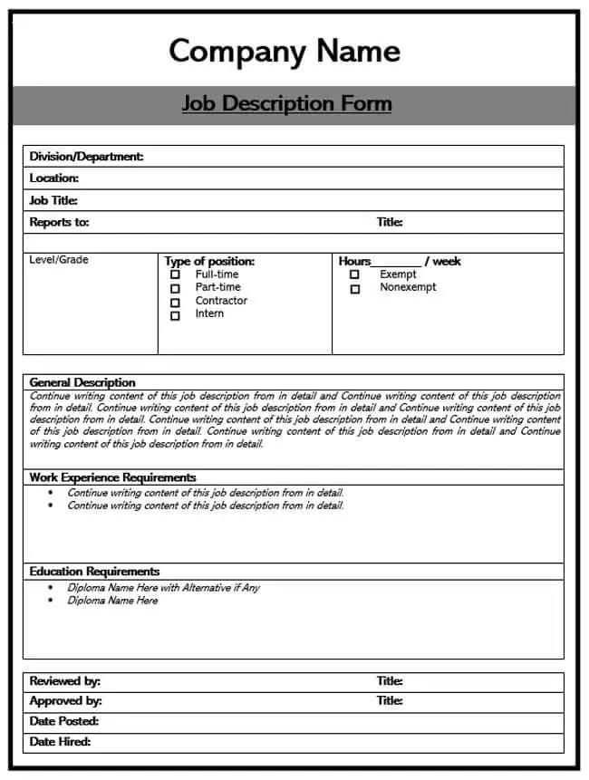 Detail Job Analysis Template Word Nomer 19