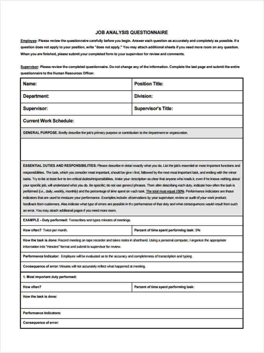 Detail Job Analysis Template Word Nomer 54